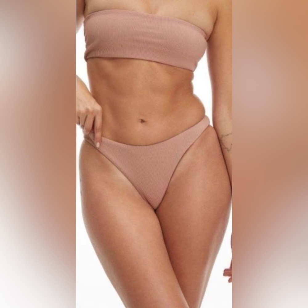NWT Good American ‘Rib Better Bikini Cheeky’ Bottom in Desert Rose, Size Large